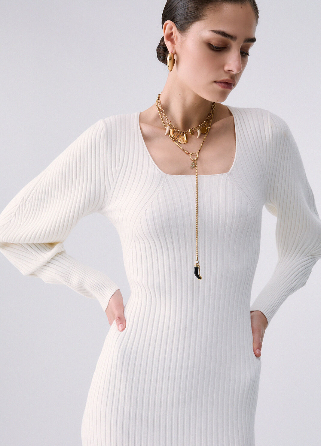 Balloon Knit Dress white wool Liu Jo - large image number 4
