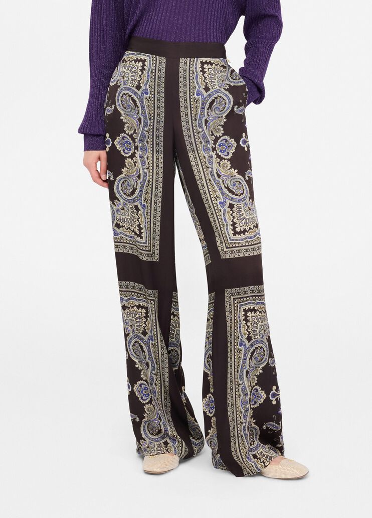 Pantalon en satin imprimé marron avec imprimé Liu Jo - medium Pantalon en satin imprimé marron avec imprimé Liu Jo - medium