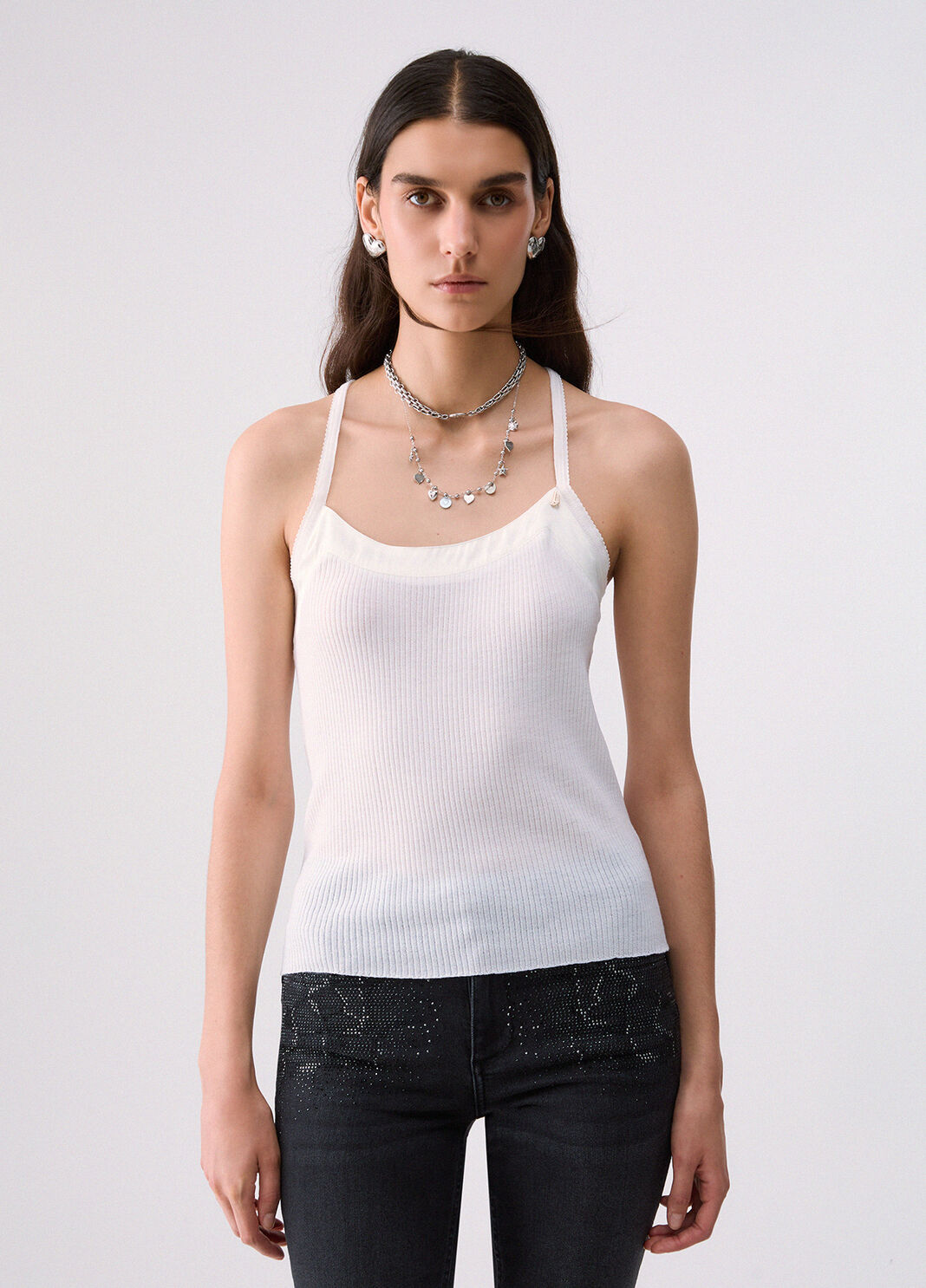 Cross-Back Knit Top white wool Liu Jo - large image number 0