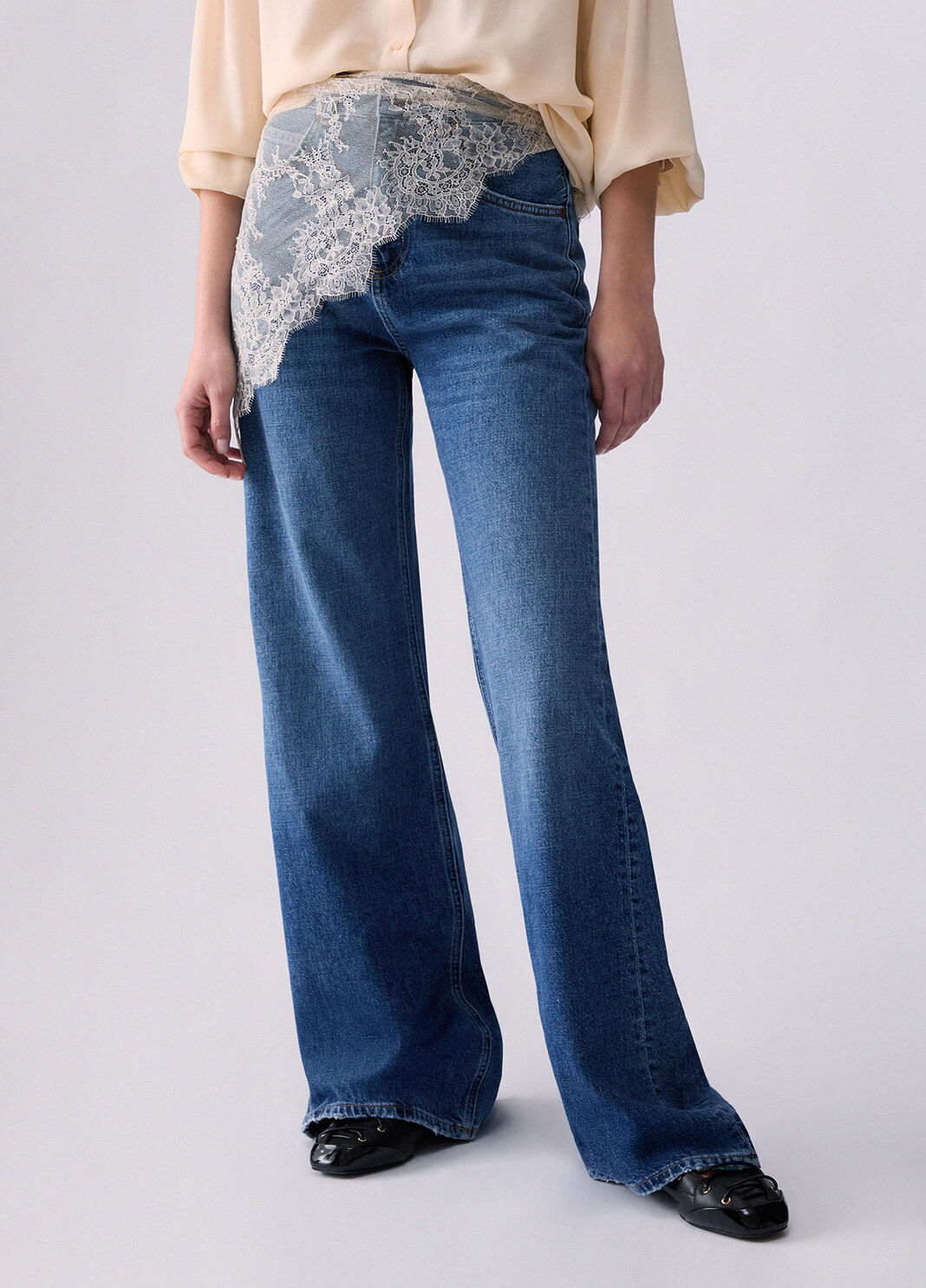 Jeans acampanados con bandana denim azul Liu Jo - large image number 0