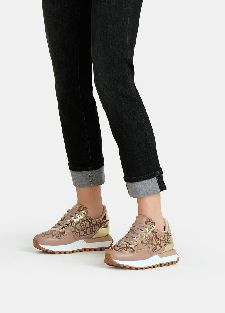 Sneakers with jacquard monogram beige Liu Jo - medium