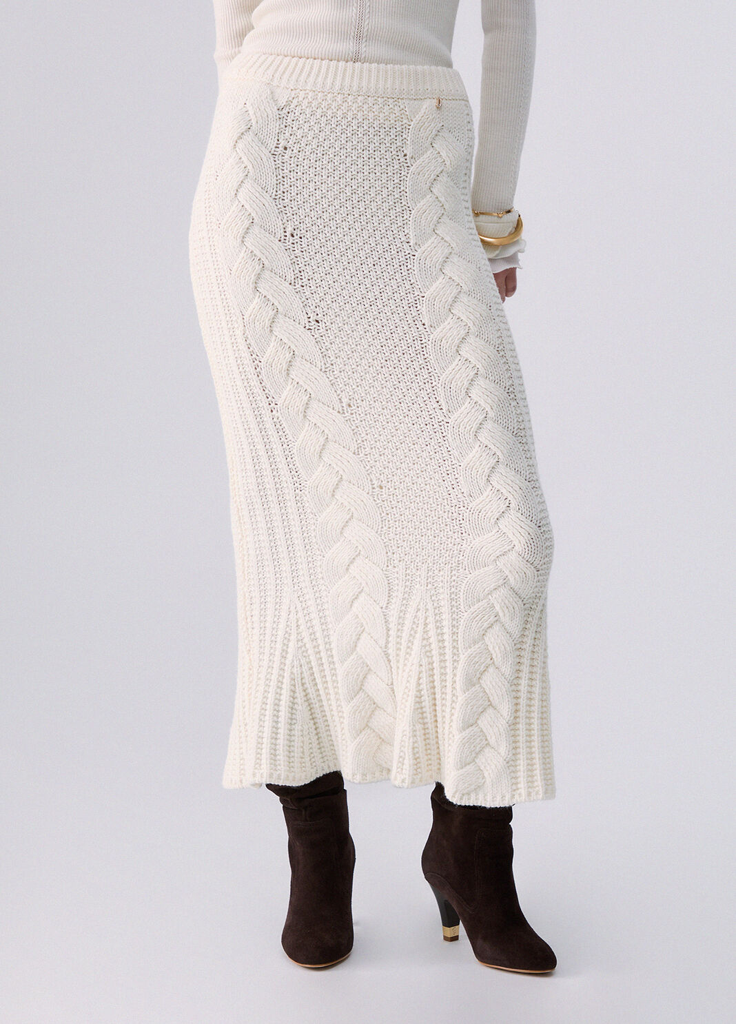 Knit Midi Skirt white wool Liu Jo - large image number 0
