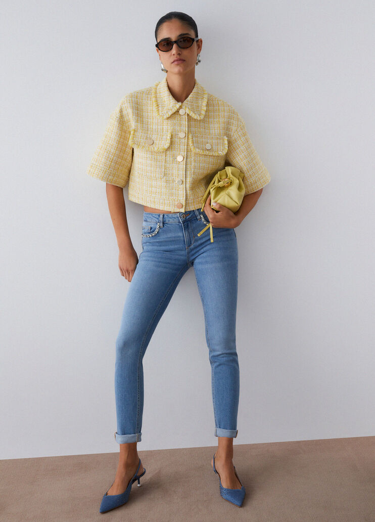 Skinny-Jeans mit Schmuckstickereien  Helles Denimblau Liu Jo - medium