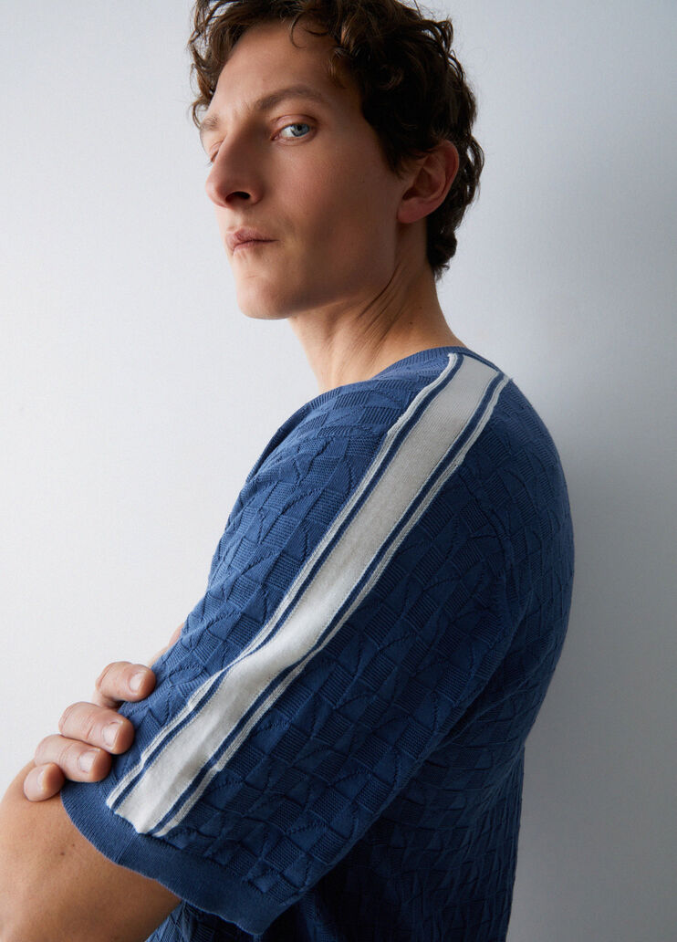 T-shirt en maille jacquard bleu Liu Jo - medium