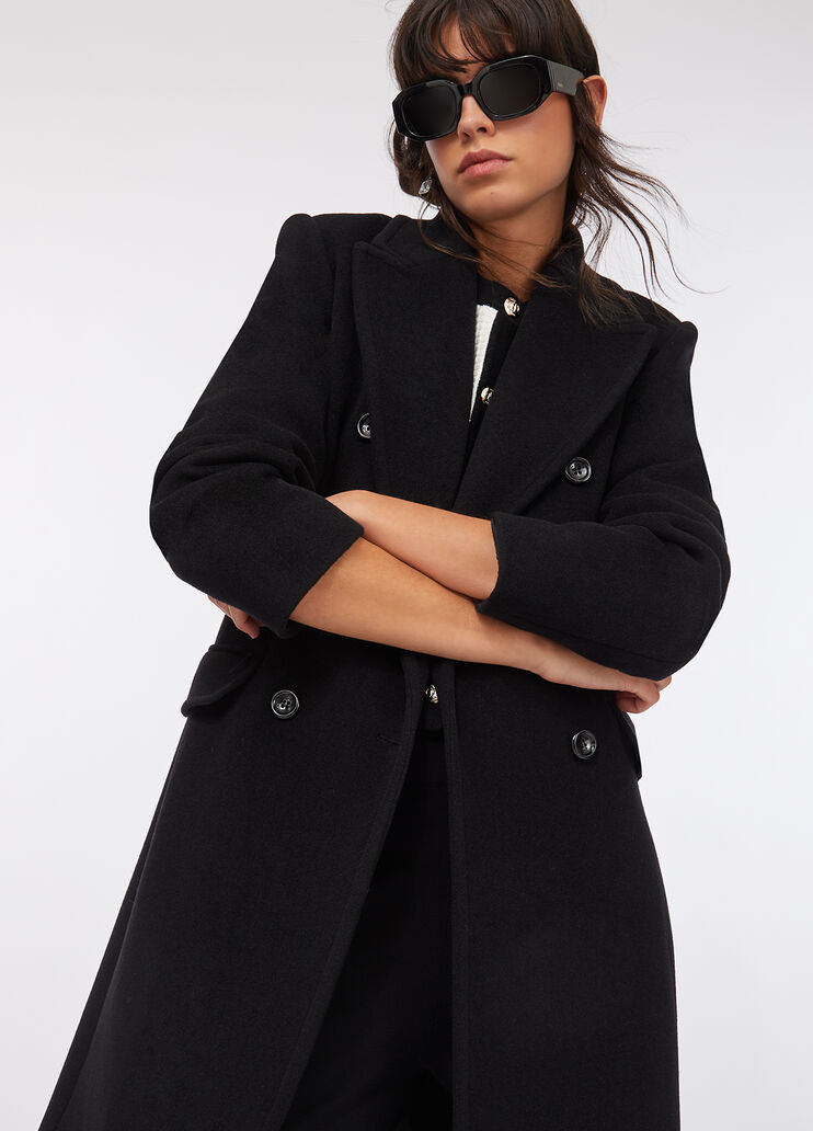 Zweireihiger Wollmantel Schwarz Liu Jo - medium