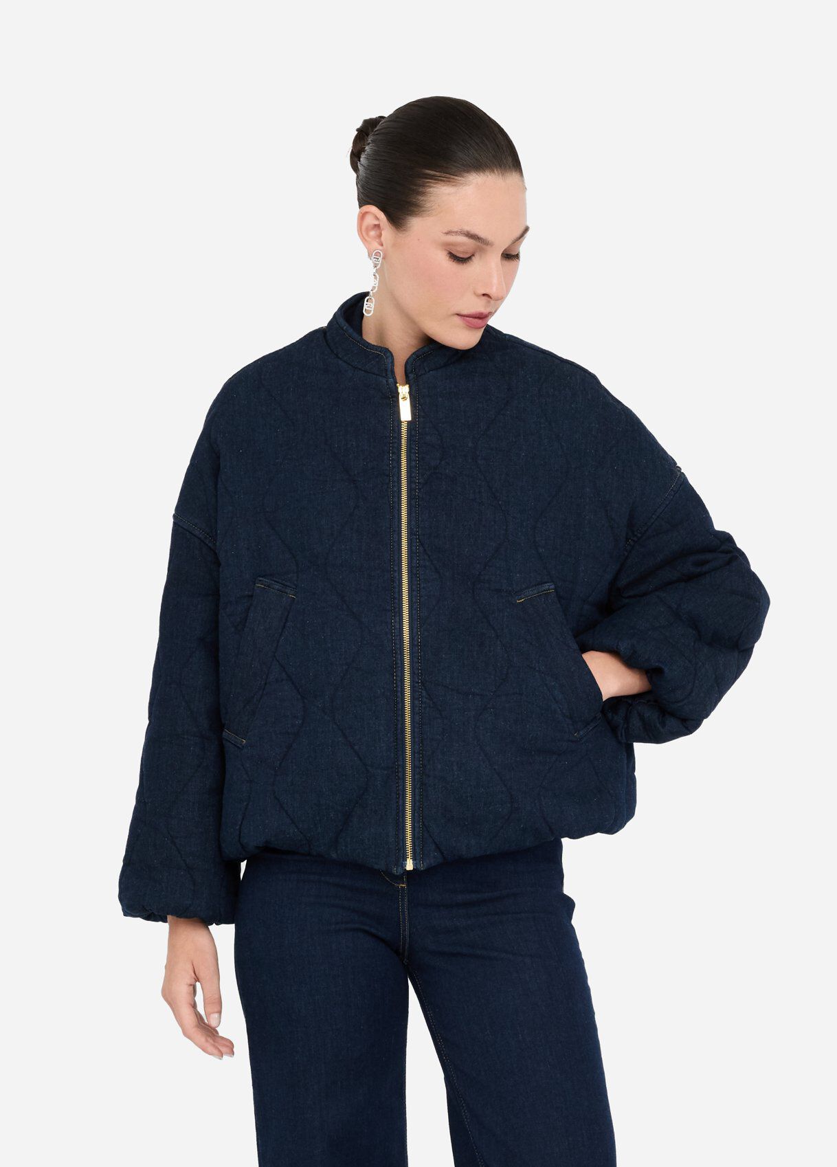 Quilted denim bomber jacket colour dark blue denim | Liu Jo