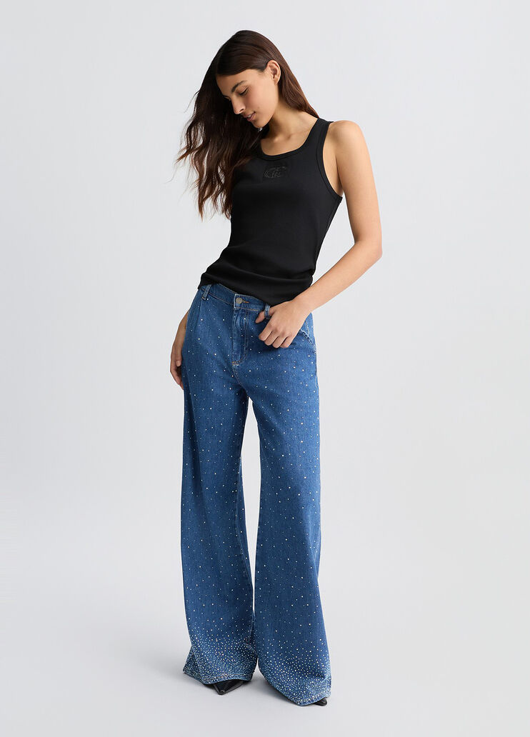 Flared jeans with rhinestones dark denim Liu Jo - medium Flared jeans with rhinestones dark denim Liu Jo - medium