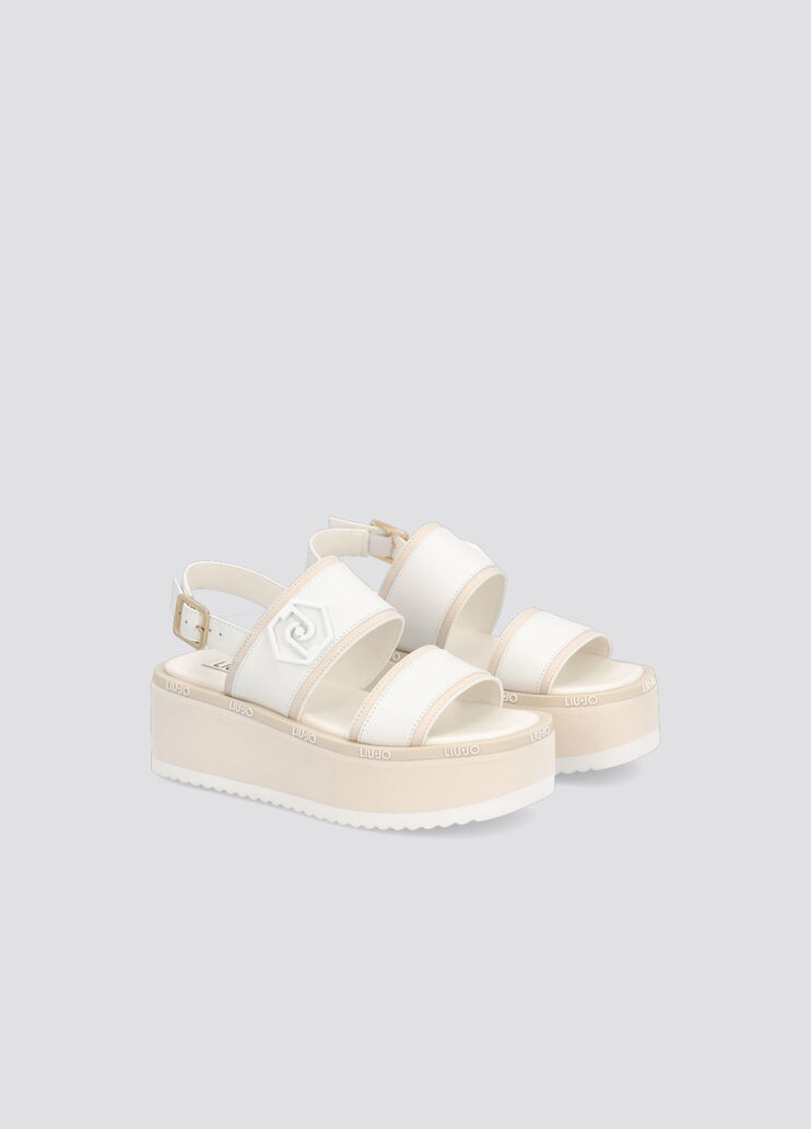 Platform sandals with logo white Liu Jo - large image number 1
