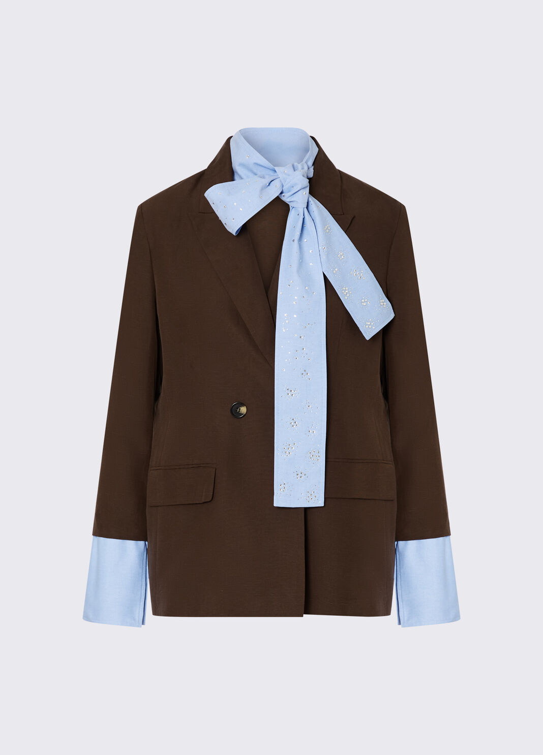Blazer con bufanda joya marr&oacute;n oscuro Liu Jo - large image number 6