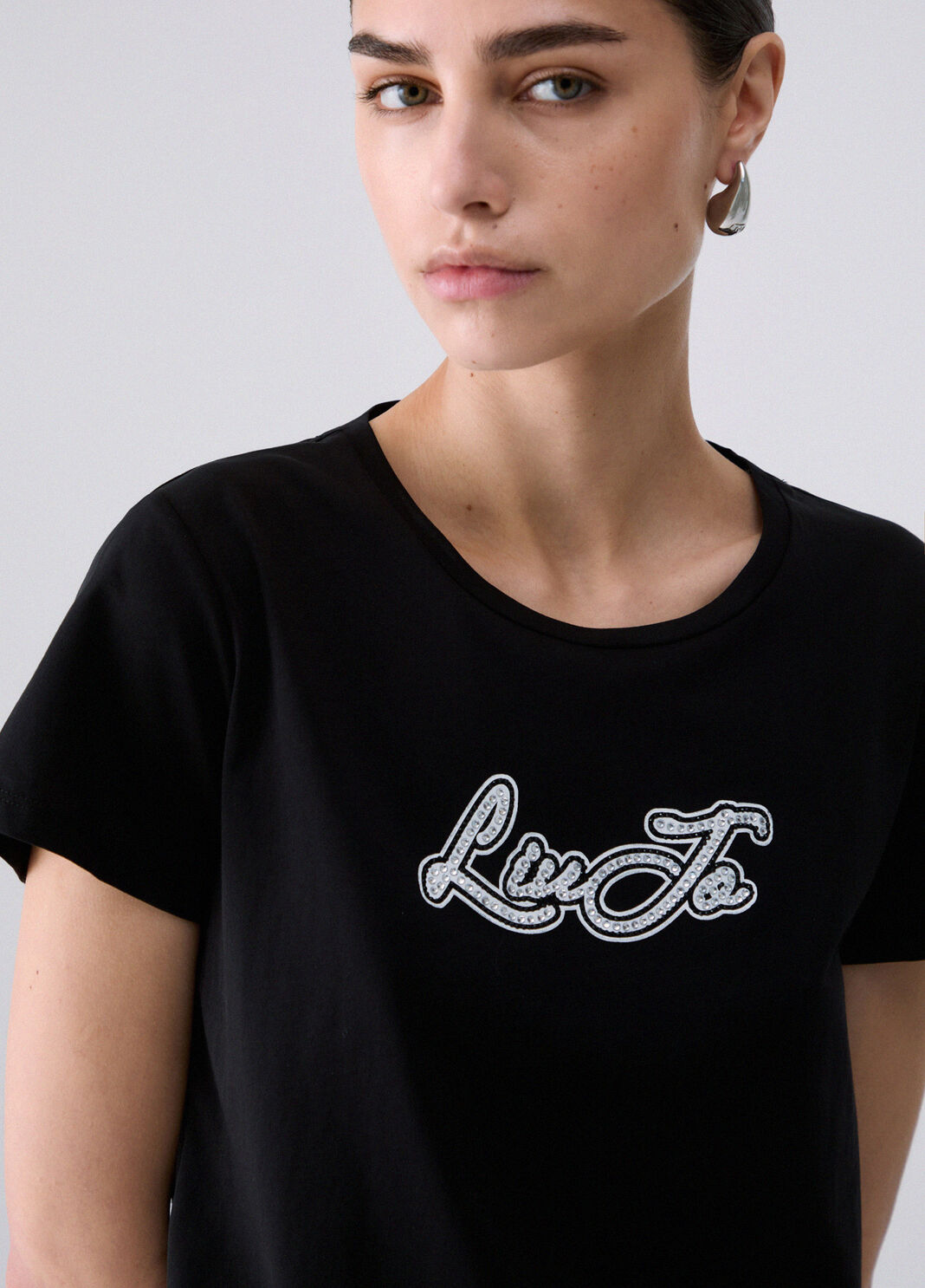 T-shirt en jersey avec logo noir et Liu Jo Liu Jo - large image number 4