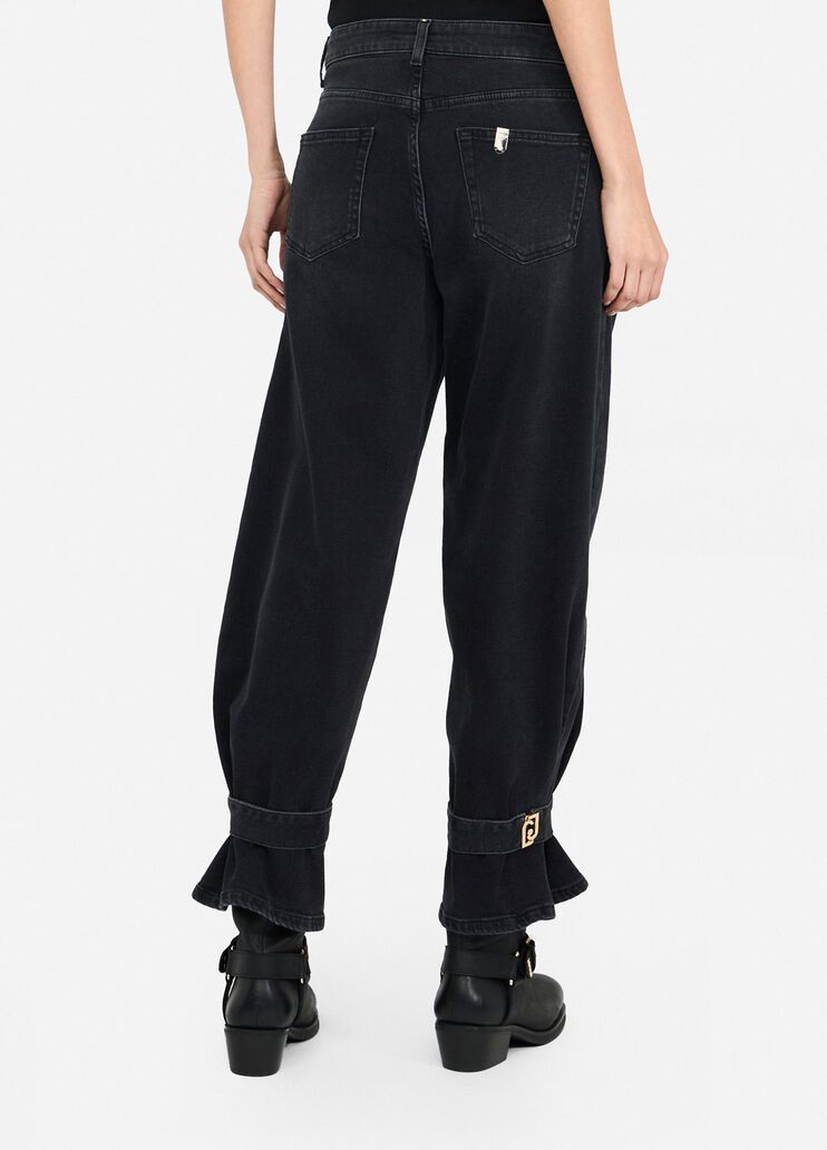 Jean carotte à taille haute denim noir Liu Jo - large image number 1 Jean carotte à taille haute denim noir Liu Jo - large image number 1