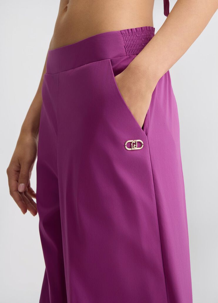 Cotton palazzo trousers purple Liu Jo - large image number 2 Cotton palazzo trousers purple Liu Jo - large image number 2