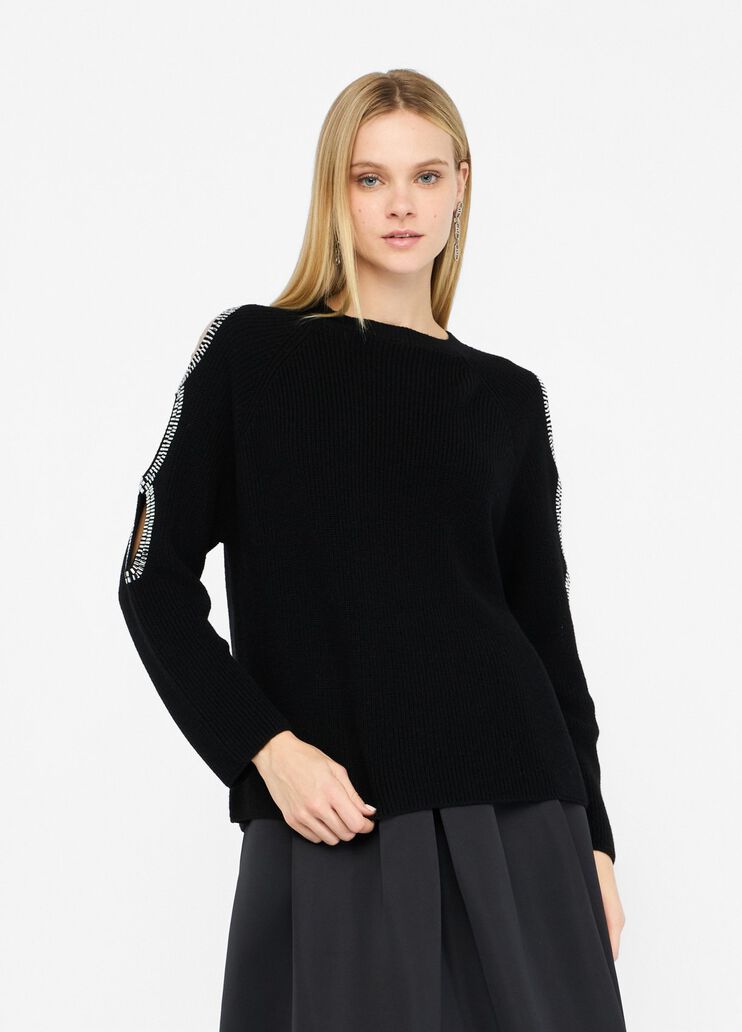 Pullover mit Cut-out und Schmuckstickerei Schwarz Liu Jo - medium Pullover mit Cut-out und Schmuckstickerei Schwarz Liu Jo - medium