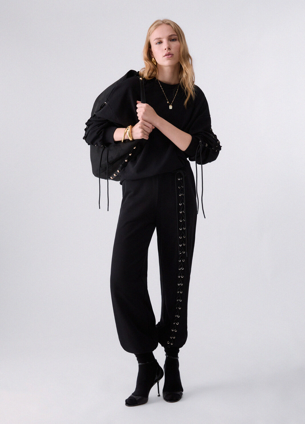 Sweatshirt mit Schn&uuml;rung schwarz Liu Jo - large image number 5