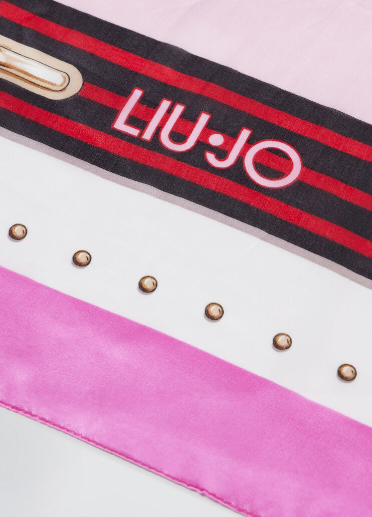 Printed foulard pink Liu Jo - large image number 3 Printed foulard pink Liu Jo - large image number 3