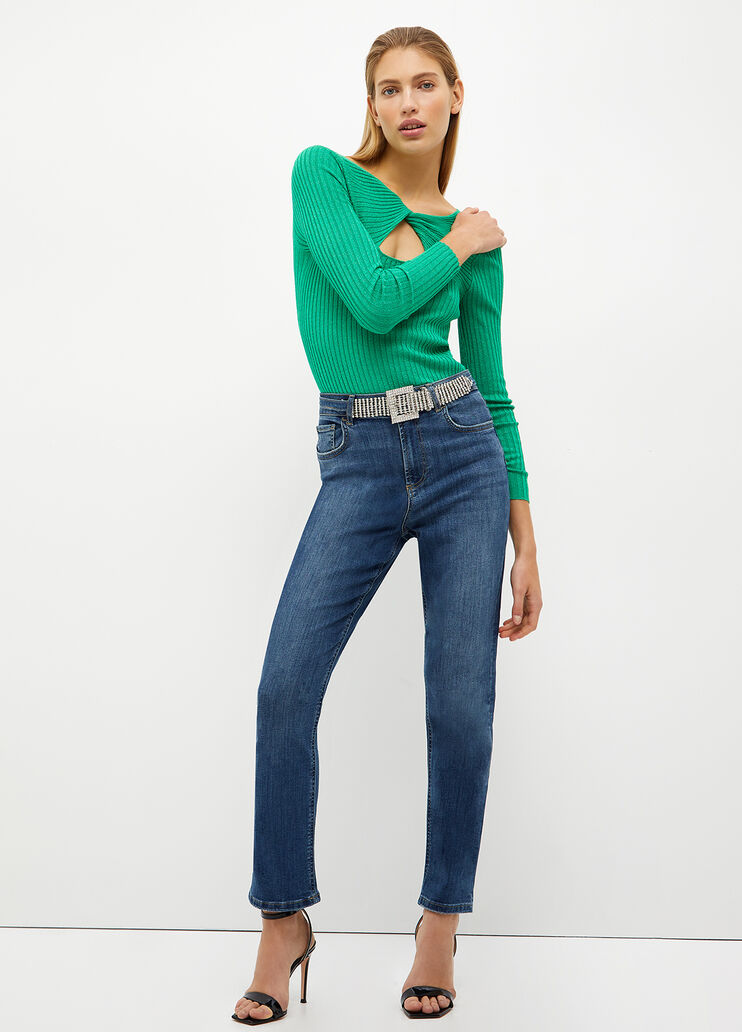 Cropped Bottom Up jeans dark denim Liu Jo - look Cropped Bottom Up jeans dark denim Liu Jo - look