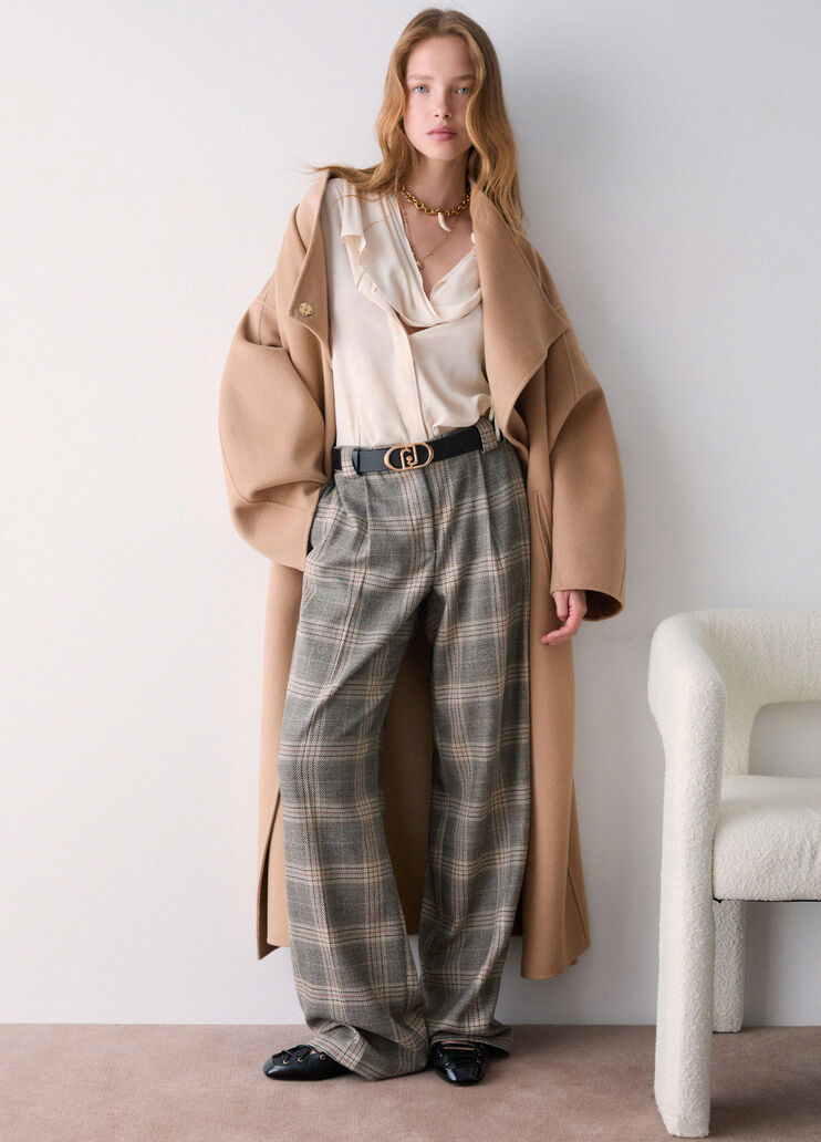 Palazzo pants with belt beige check Liu Jo - medium