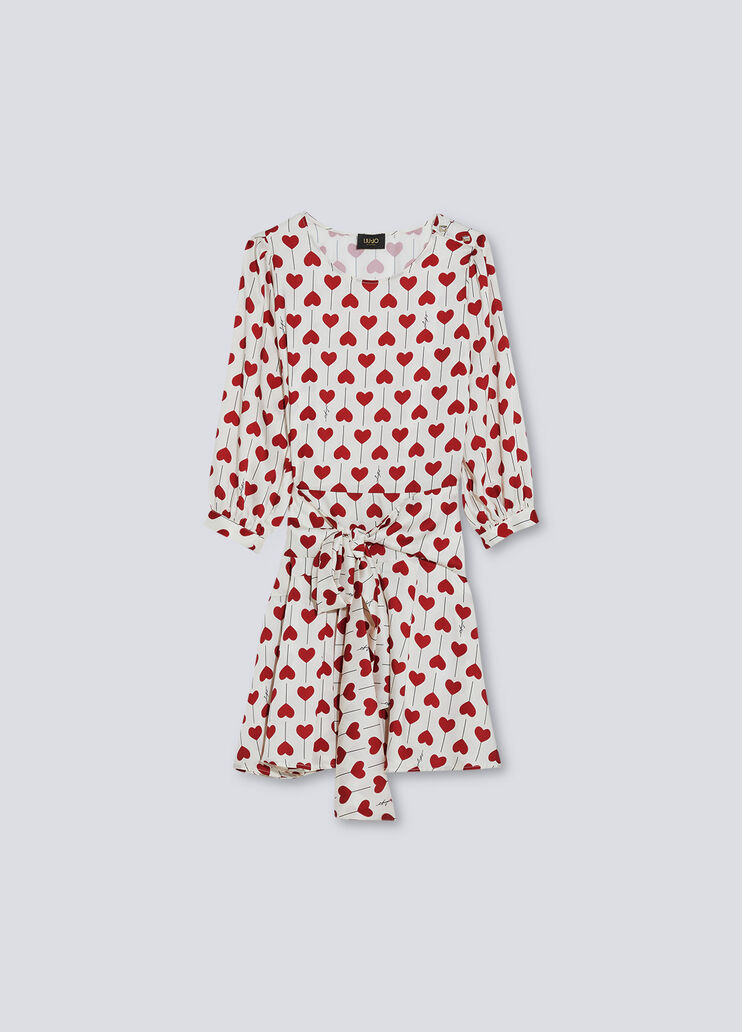Eco-friendly dress with maxi bow red with hearts Liu Jo - large image number 4 Eco-friendly dress with maxi bow red with hearts Liu Jo - large image number 4