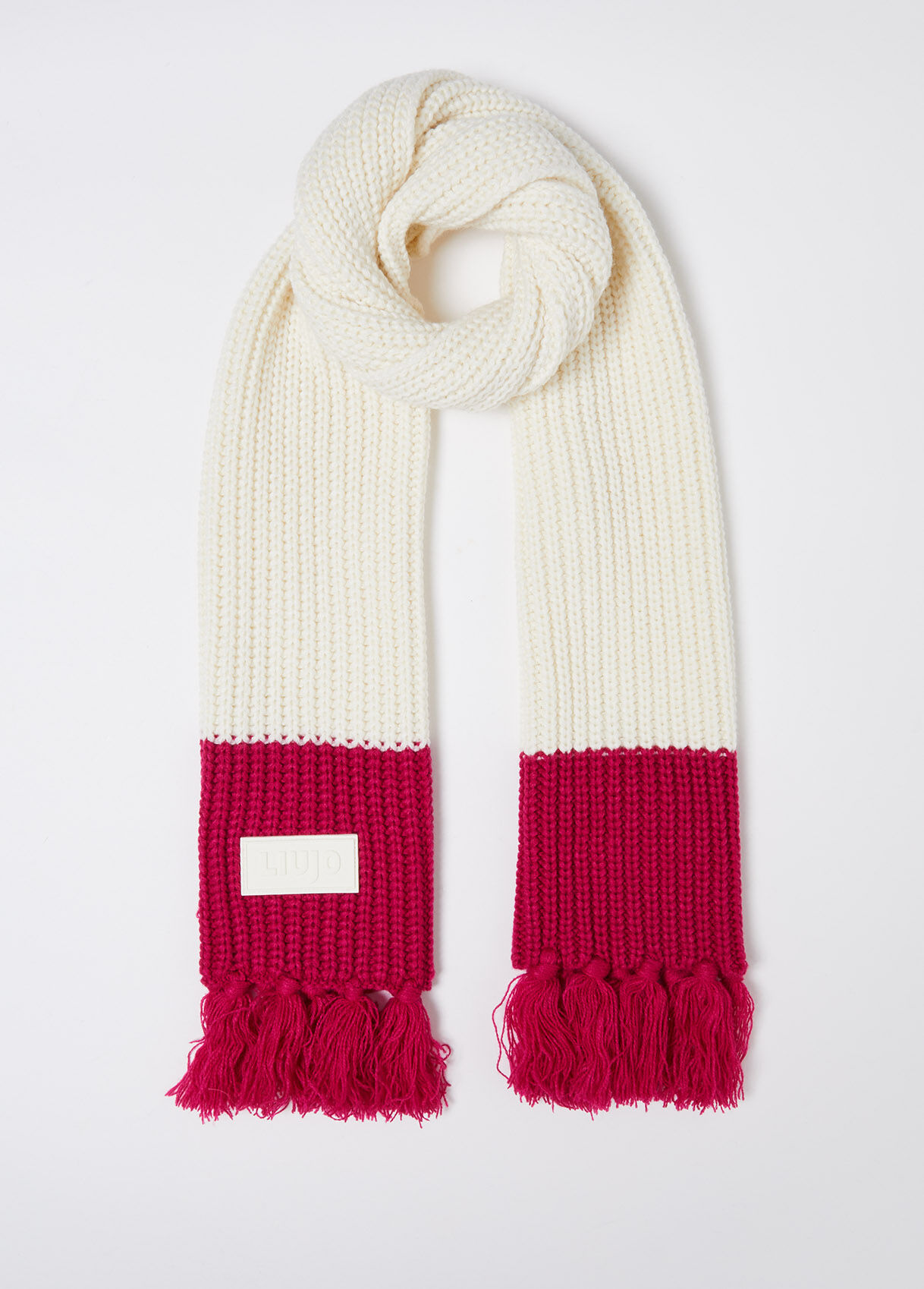 Knit scarf with fringing colour pink | Liu Jo