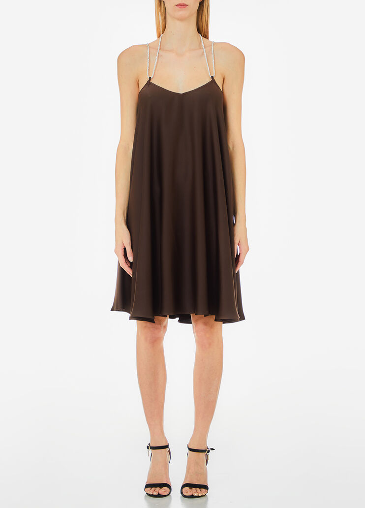 Short envers satin dress brown Liu Jo - medium Short envers satin dress brown Liu Jo - medium
