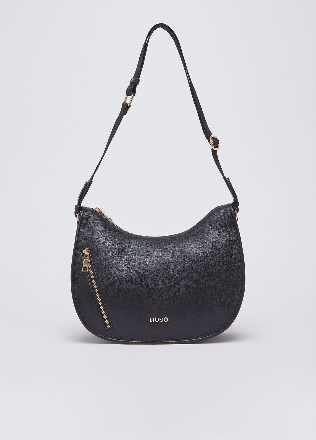 Sac hobo format moyen &agrave; fermeture zipp&eacute;e noir Liu Jo - large image number 1