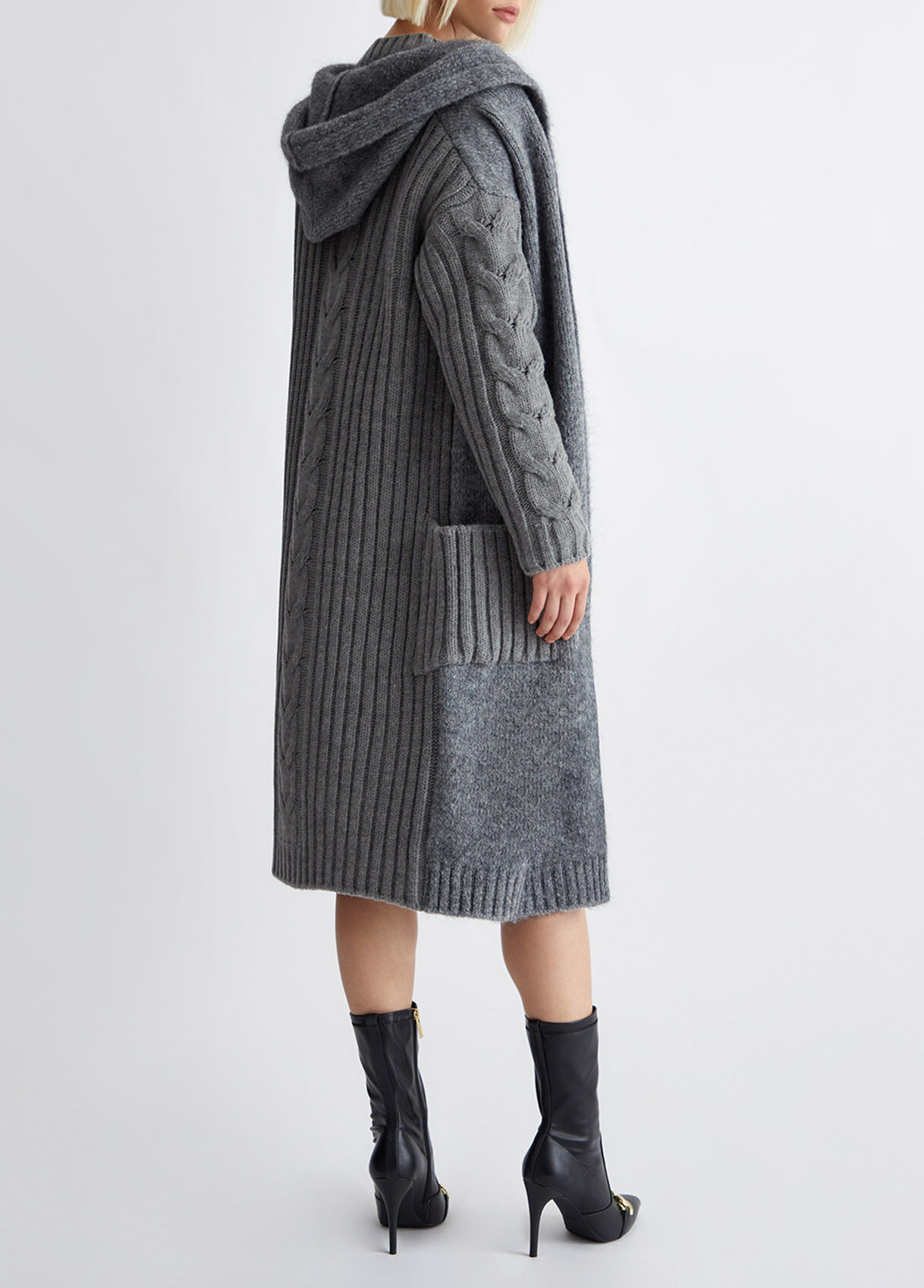 Grey knit coat sales