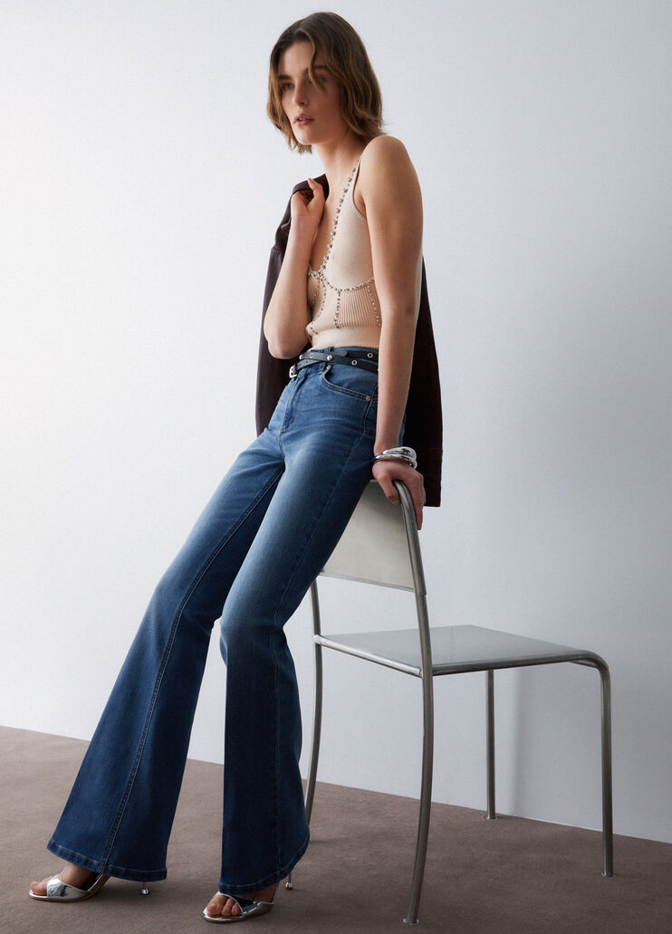 Jean bootcut taille haute denim bleu fonc&eacute; Liu Jo - medium