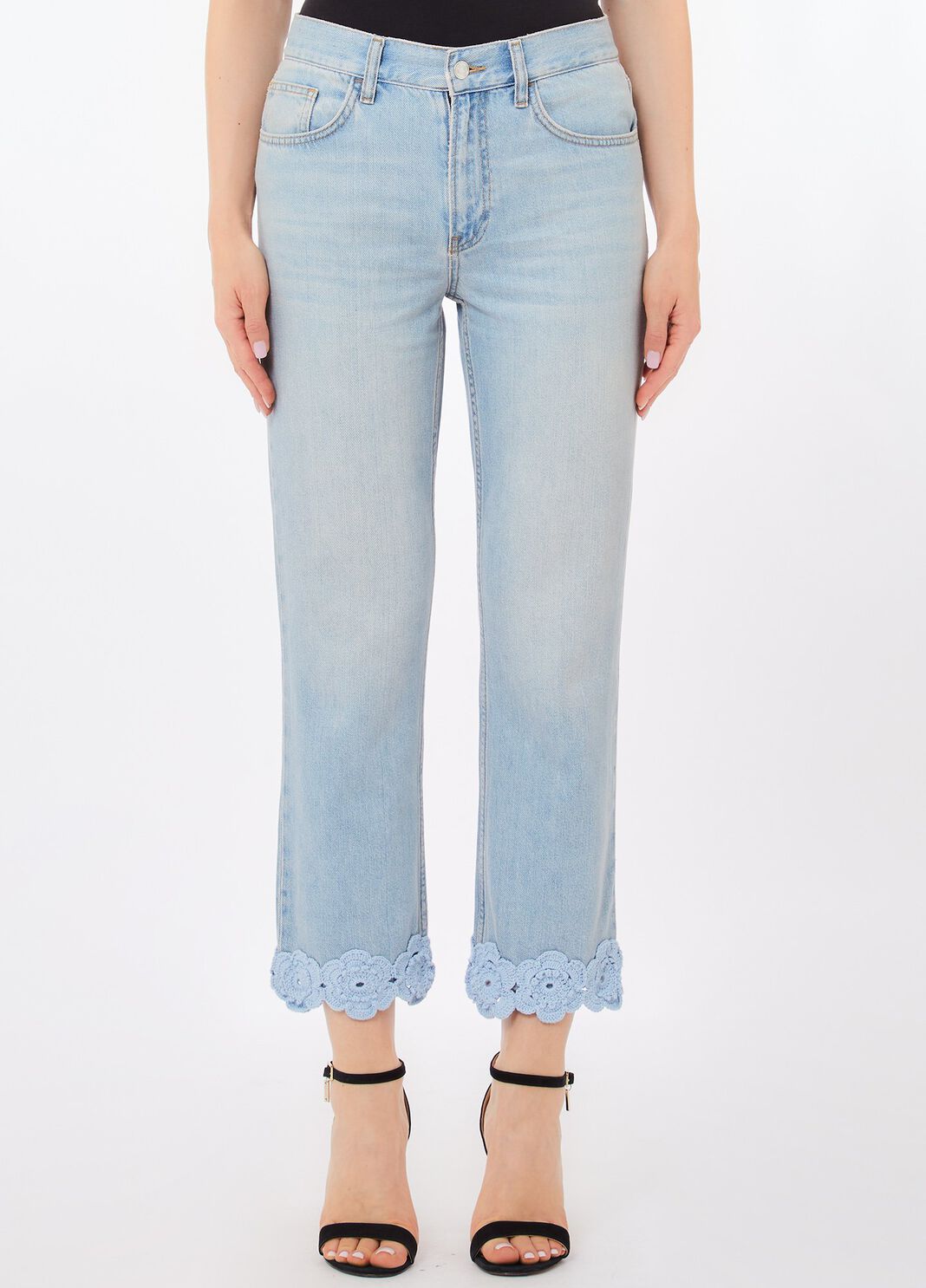 Gerade Jeans mit H&auml;kelstickerei Denimblau Liu Jo - large image number 0
