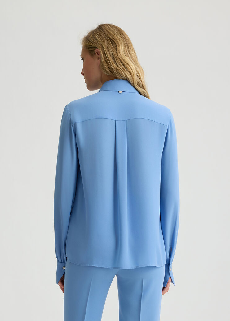 Georgette shirt with pleats blue Liu Jo - large image number 1 Georgette shirt with pleats blue Liu Jo - large image number 1