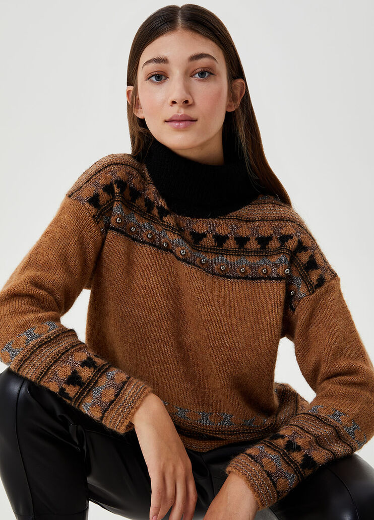 Jacquard turtleneck Camel Liu Jo - large image number 2