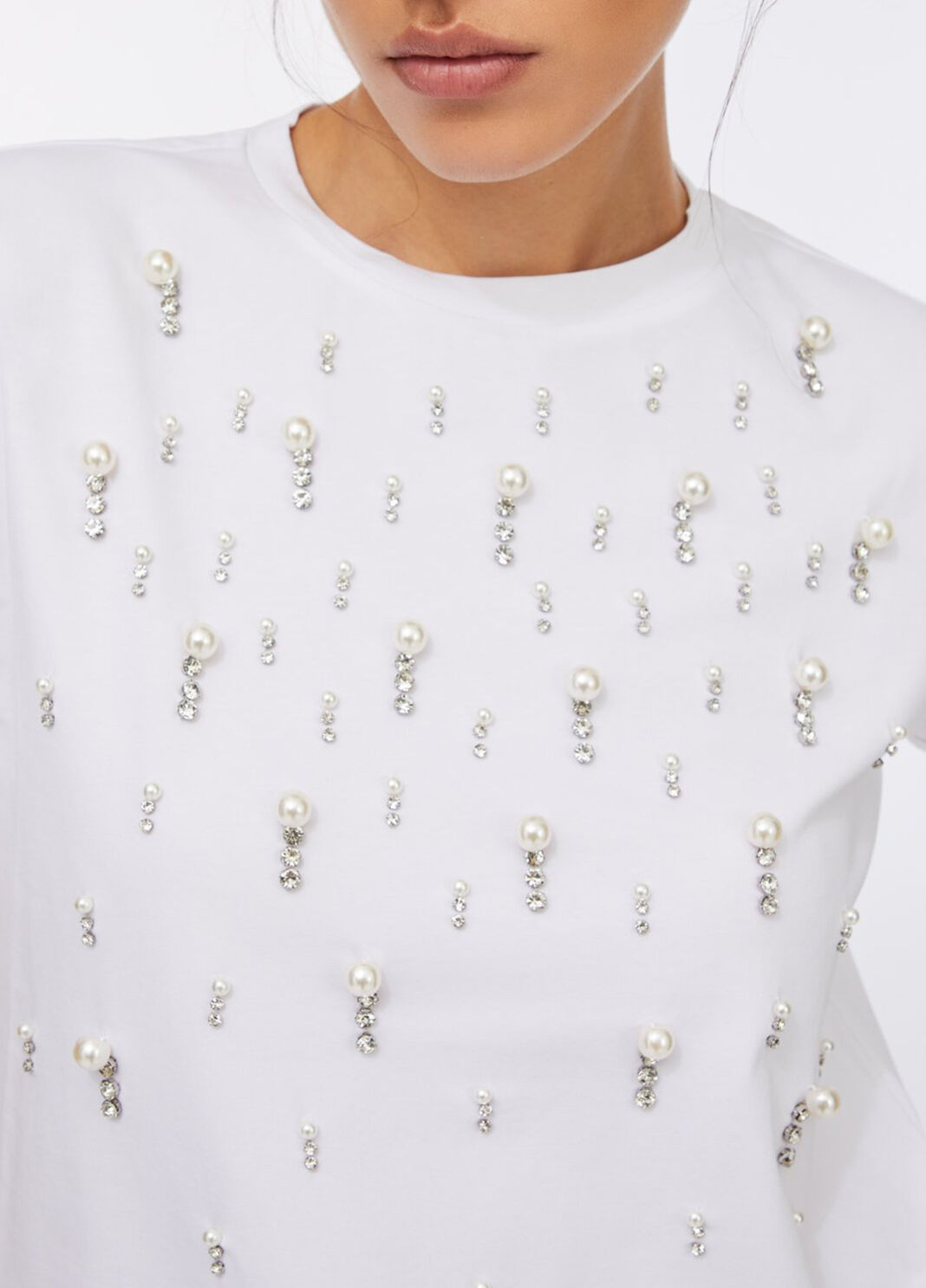 T-shirt mit Perlen und Strass Wei&szlig; Liu Jo - large image number 2