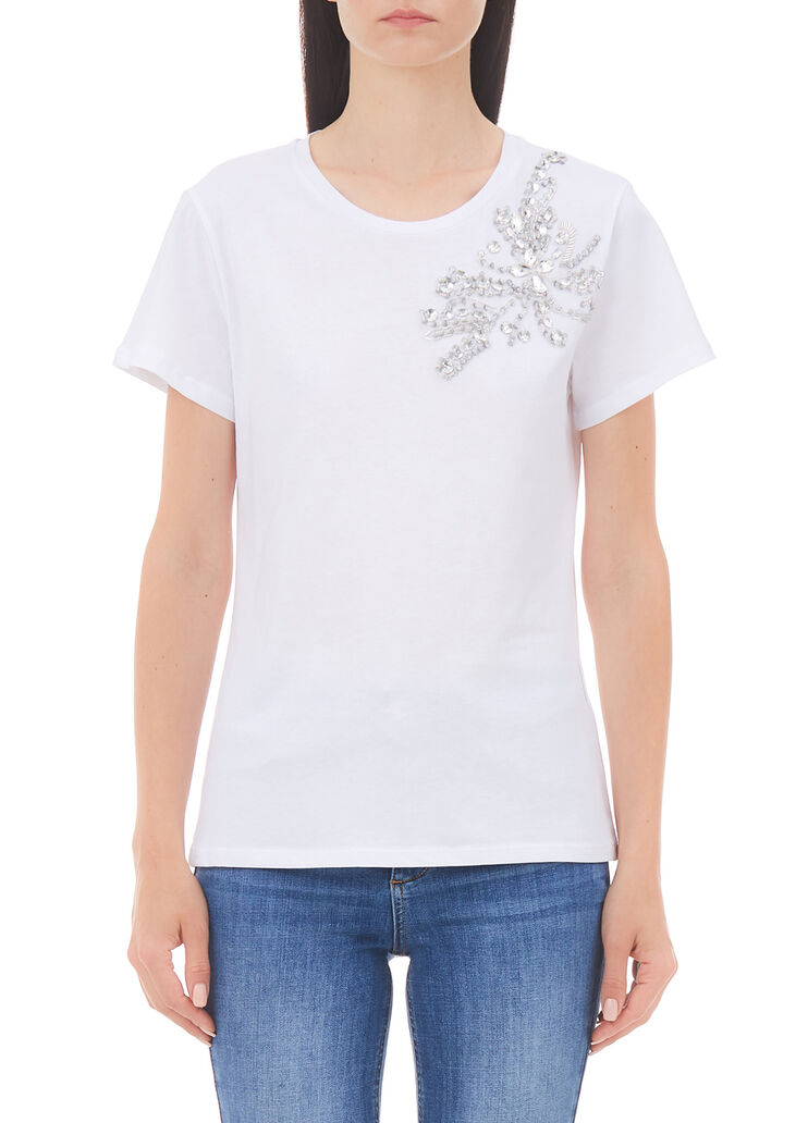 T-shirt with jewel embroidery white/jewel embroidery Liu Jo - large image number 0 T-shirt with jewel embroidery white/jewel embroidery Liu Jo - large image number 0