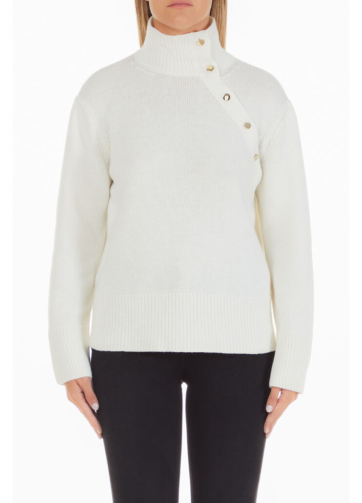 Pull avec boutons métalliques blanc laine Liu Jo - large image number 0