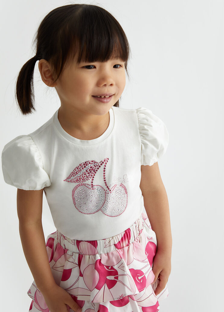 Cotton T-shirt with rhinestones pink Liu Jo - medium Cotton T-shirt with rhinestones pink Liu Jo - medium