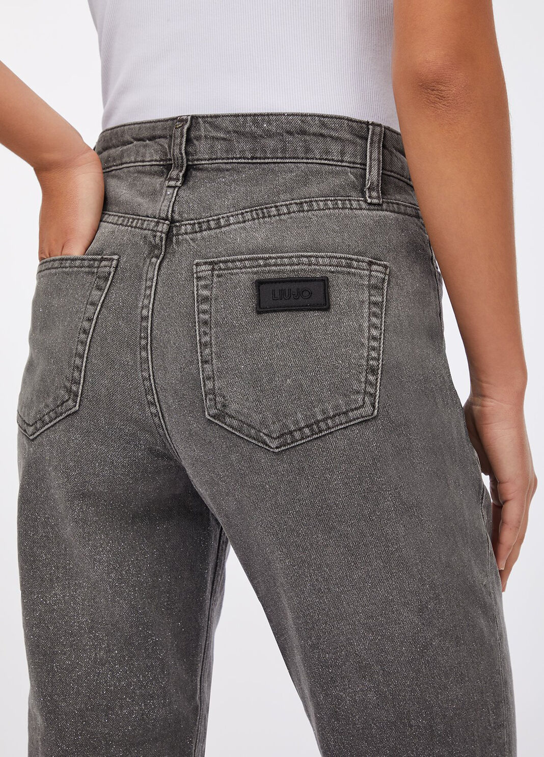Straight-leg jeans high-waisted grey pinstripe Liu Jo - large image number 2
