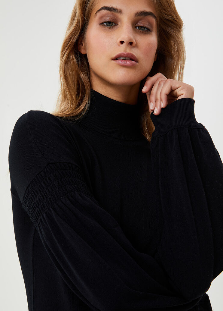High-neck jumper with gathered detail Black Liu Jo - large image number 2