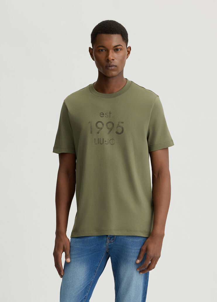 T-shirt with print logo green Liu Jo - medium