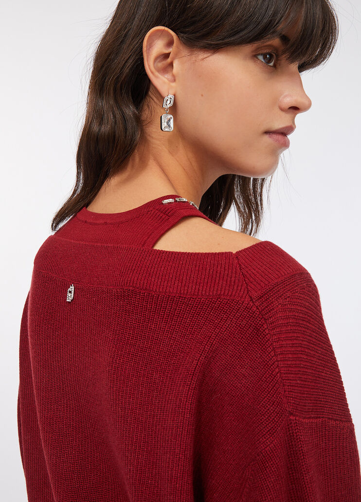 Knit dress with bejewelled embroidery red Liu Jo - large image number 4