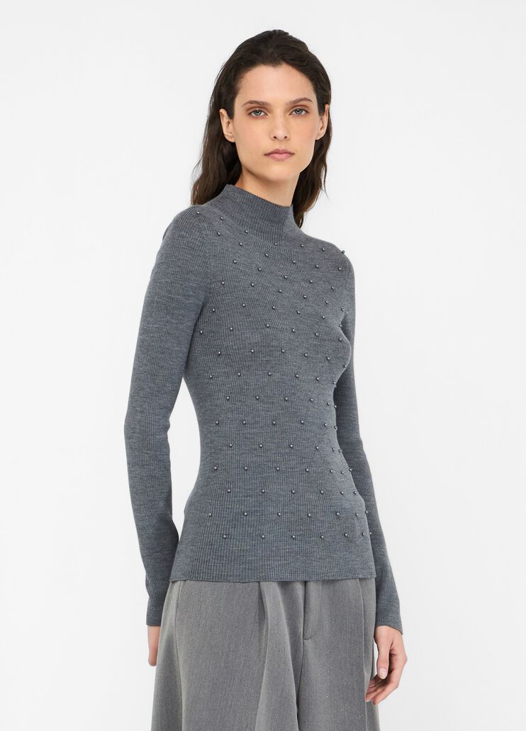 Pullover aus 100 % Wolle mit Applikationen Grau Liu Jo - medium Pullover aus 100 % Wolle mit Applikationen Grau Liu Jo - medium