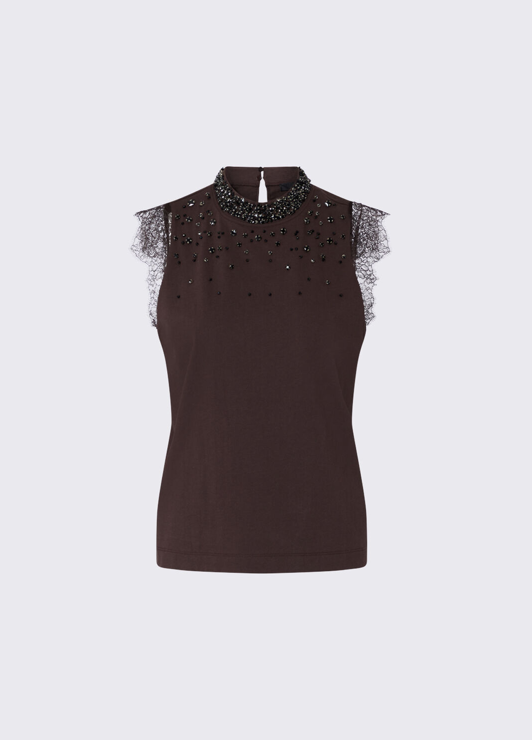 T-shirt avec dentelle et strass moka Liu Jo - large image number 6