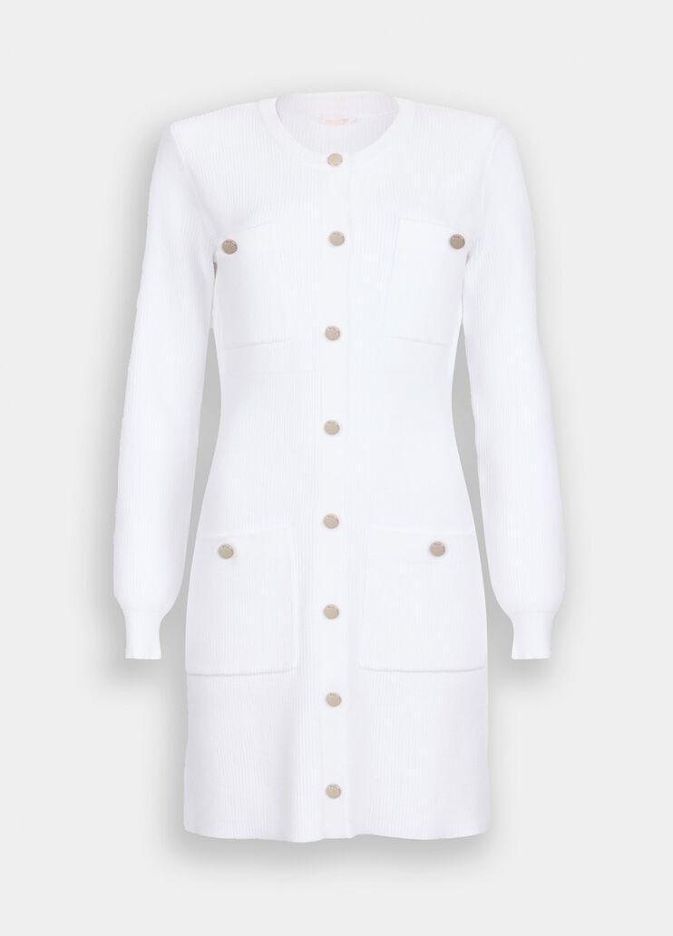 Knit dress with shoulder pads white wool Liu Jo - large image number 6
