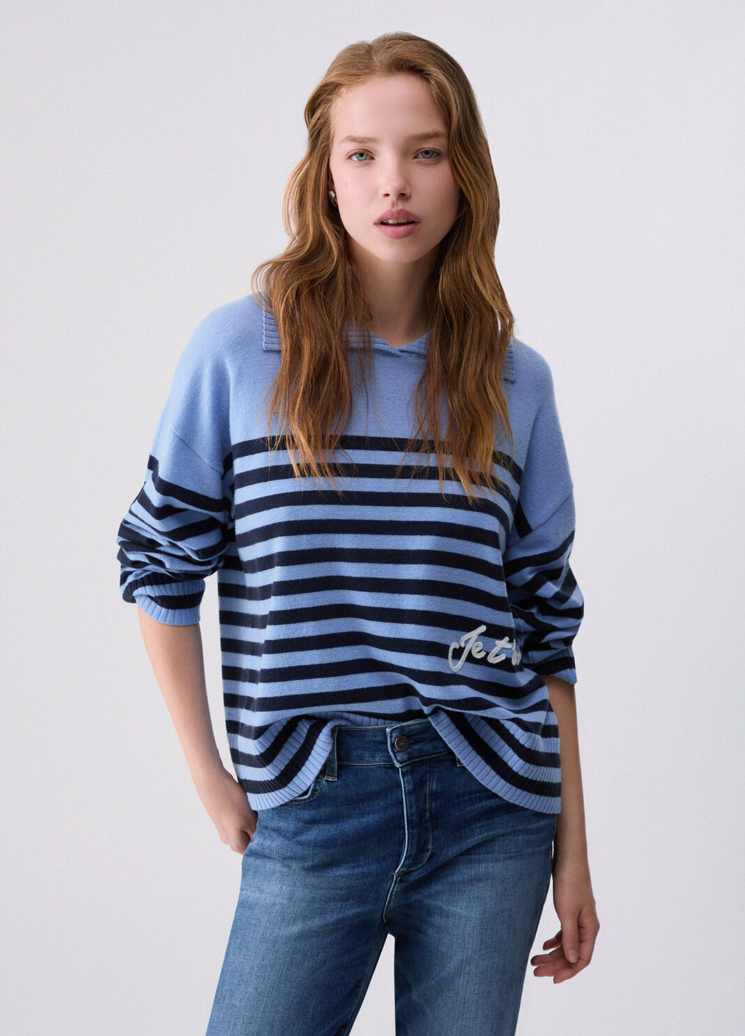 Knit striped with embroidery light blue Liu Jo - large image number 0