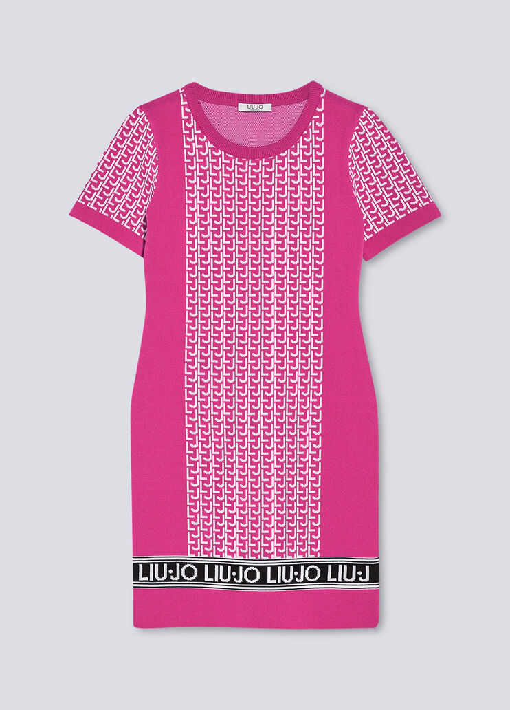 Eco-friendly knit dress pink / white / black Liu Jo - large image number 0 Eco-friendly knit dress pink / white / black Liu Jo - large image number 0