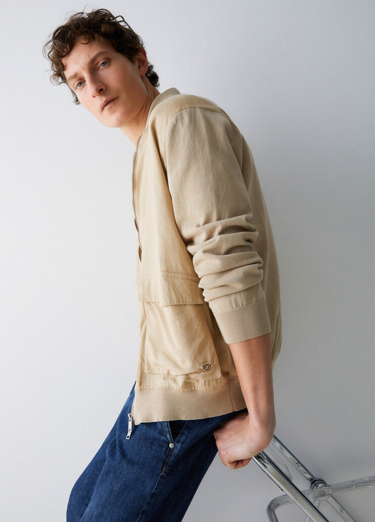 C&aacute;rdigan con cremallera y bolsillos beige Liu Jo - medium