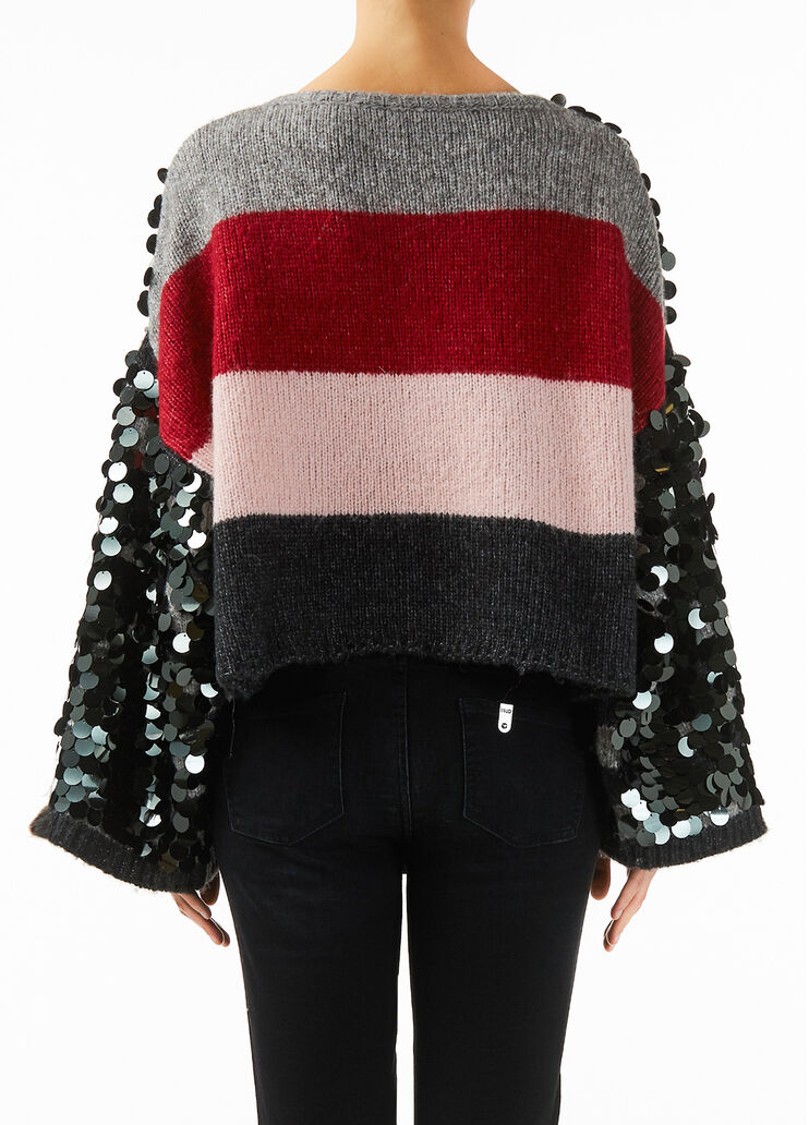 Jumper with sequins Grey/light pink/red Liu Jo - large image number 1