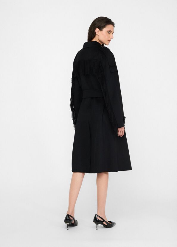 Trenchcoat aus Wolle mit Fransen Schwarz Liu Jo - large image number 1