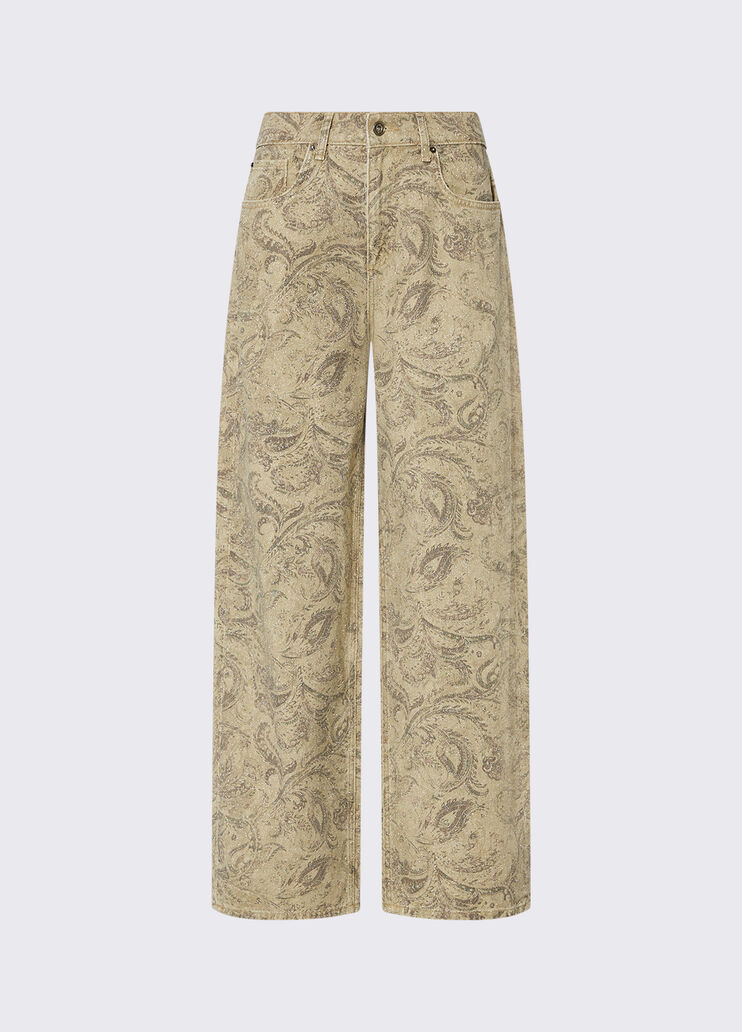 Pantal&oacute;n boy con estampado de brillos beige Liu Jo - medium