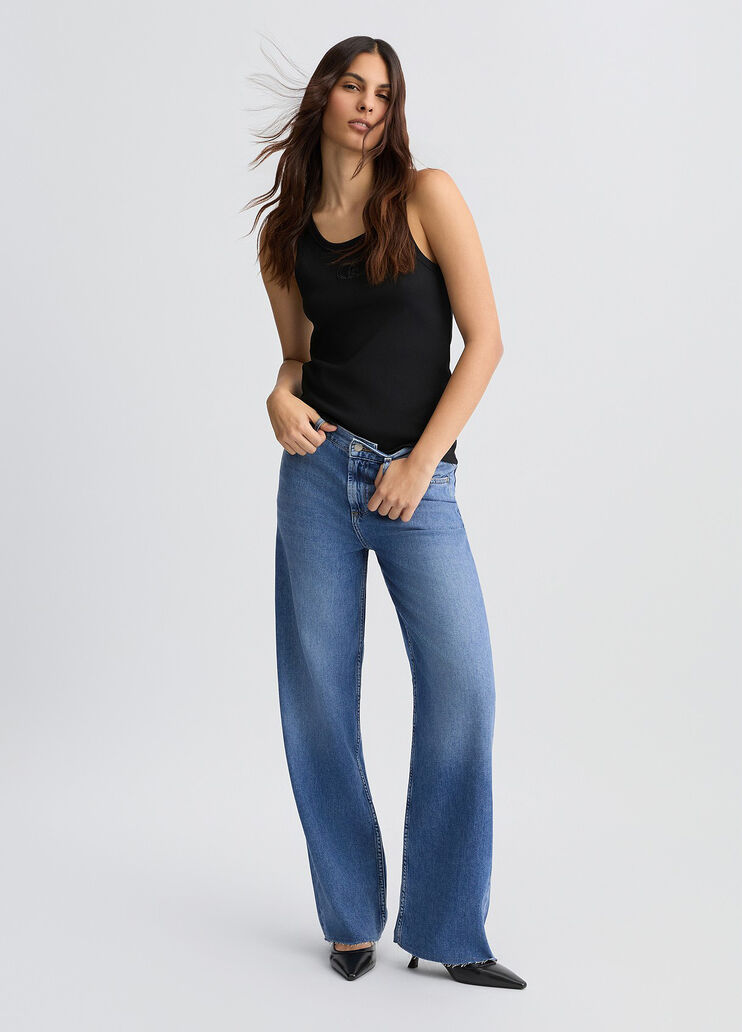Wide-leg cotton jeans dark denim Liu Jo - medium Wide-leg cotton jeans dark denim Liu Jo - medium