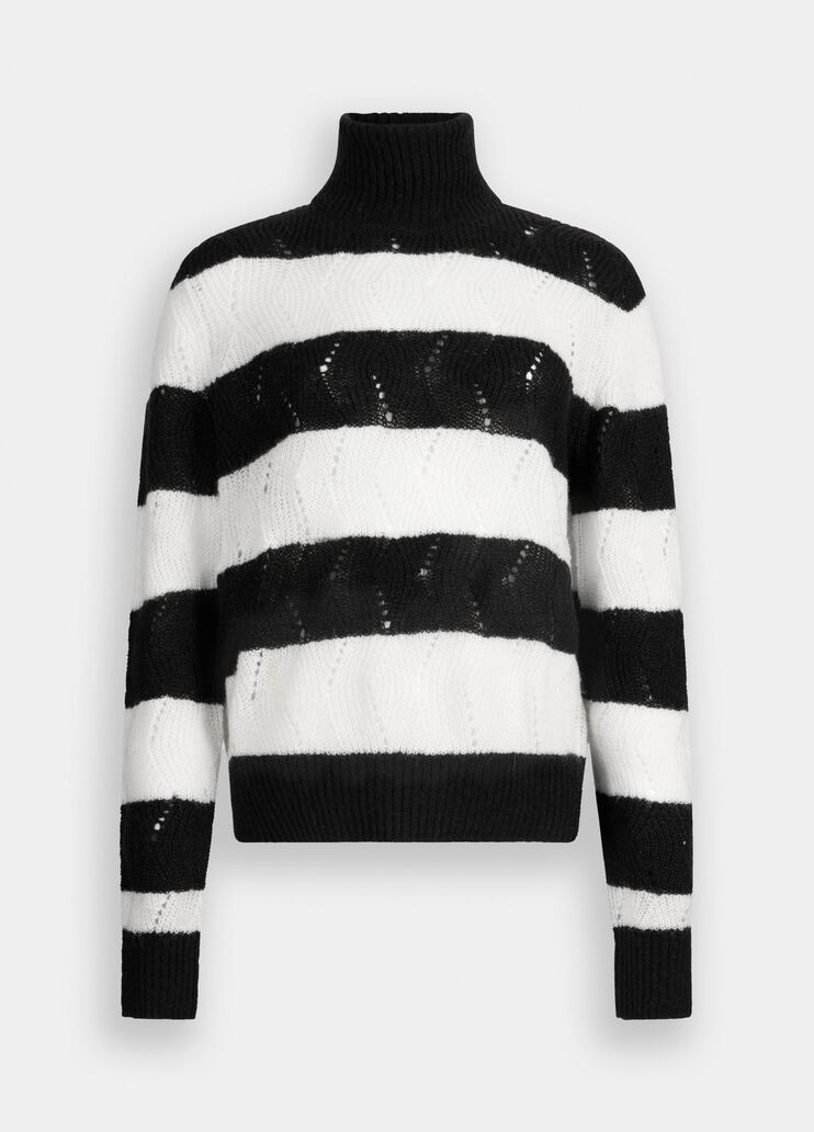 Striped wool and alpaca polo-neck black Liu Jo - large image number 6