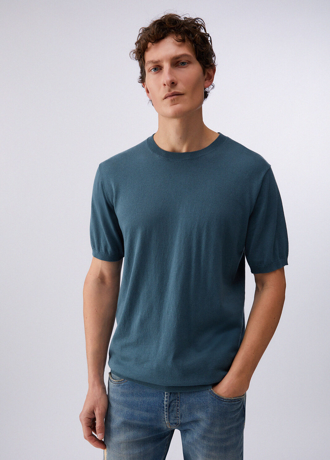 Silk-blend knit T-shirt blue Liu Jo - large image number 0